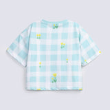GIRLS BOXY CHECKERED T SHIRT