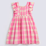 GIRLS CHECKERED DRESS WITH FRILL