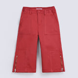 GIRLS ZIP DETAIL LOOSE CAPRI