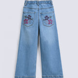 GIRLS LOOSE EMBROIDERED DENIM