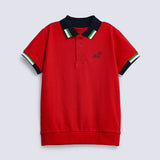 BOYS JACQUARD CONTRAST RIBBED POLO