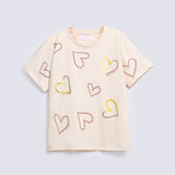GIRLS BOXY PRINTED HEART T SHIRT