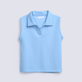 GIRLS TEXTURED SLEEVELESS POLO