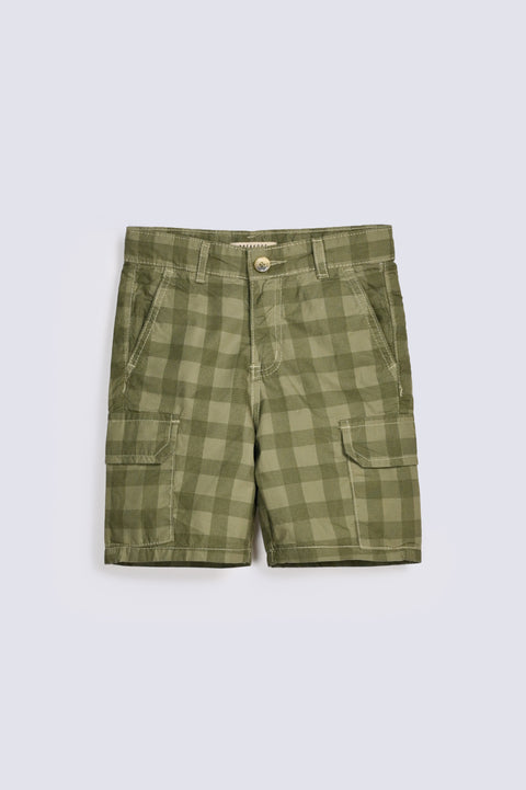 BOYS CHECKERED CARGO SHORTS