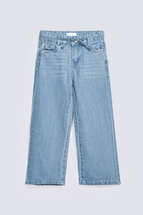 GIRLS WIDE LEG DENIM BELT DETAIL