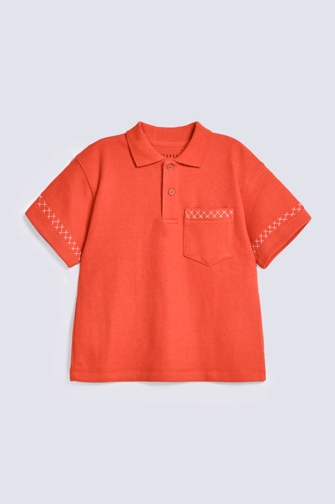 BOYS TWILL WEAVE EMBROIDERED POLO