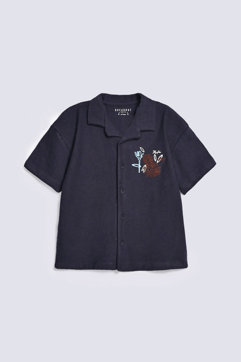 BOYS EMBROIDERED RESORT COLLAR SHIRT