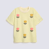 GIRLS DROP SHOULDER FLORAL PRINTED T-SHIRT