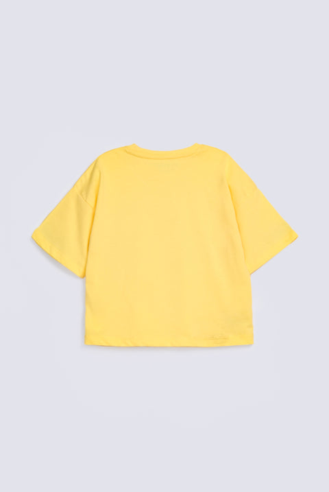 GIRLS BOXY TEXT PRINTED T-SHIRT