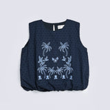 GIRLS EMBROIDERED BUBBLE TOP