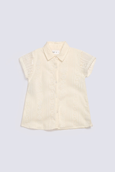 GIRLS NET BUTTON DOWN SHIRT