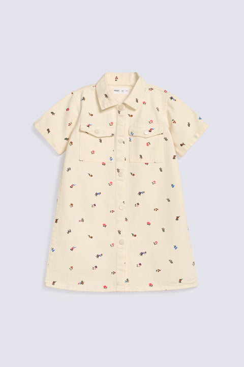 GIRLS PRINTED DENIM DRESS