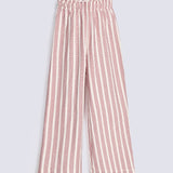 GIRLS JACQUARD STRIPED LOOSE TROUSERS