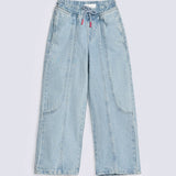 GIRLS LOOSE FIT PANELED DENIM