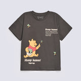 GIRLS DROP SHOULDER POOH PRINTED T-SHIRT
