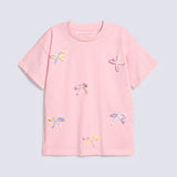 GIRLS DROP SHOULDER APPLIQUE BOW T-SHIRT