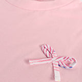 GIRLS DROP SHOULDER APPLIQUE BOW T-SHIRT