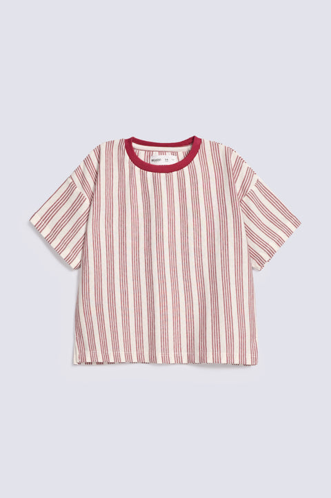 GIRLS BOXY JACQUARD STRIPED T-SHIRT