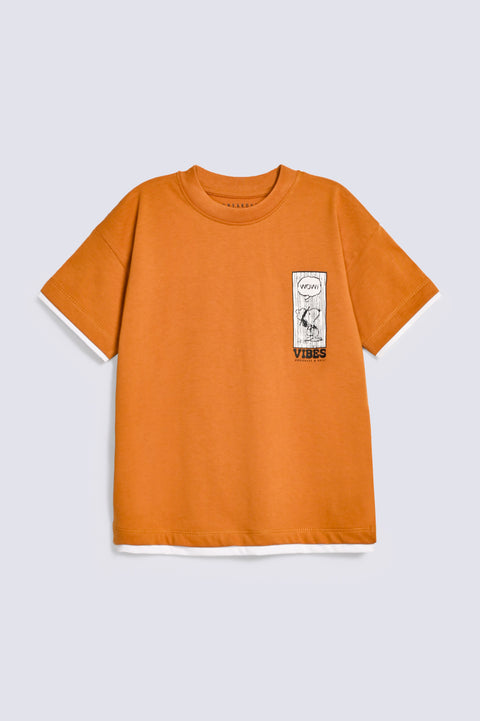 BOYS CONTRAST EXTENDED PANEL TEE