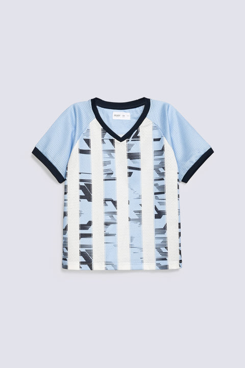 BOYS MESH FABRIC STRIPED TEE