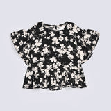 GIRLS FLORAL PRINTED TOP WITH FRILL