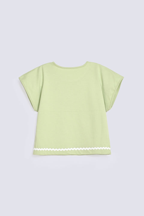 GIRLS BOXY T-SHIRT WITH LACE DETAIL