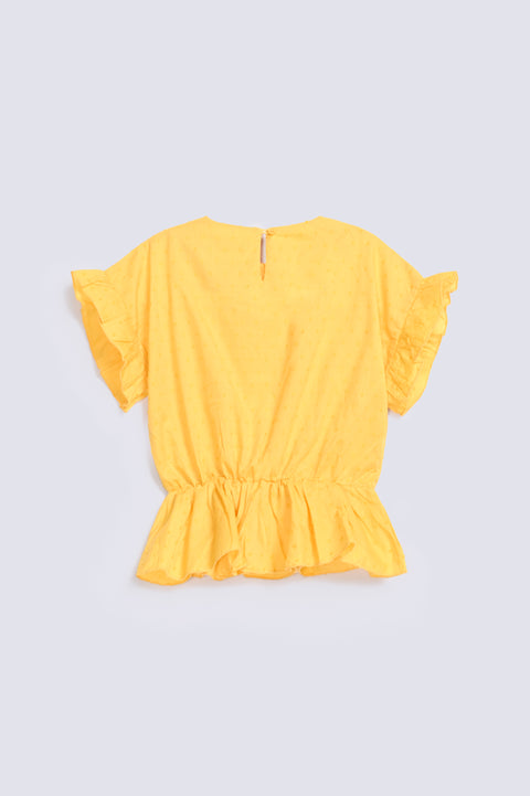 GIRLS ELASTICATED RUFFLE TOP