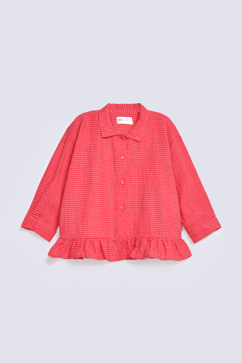 GIRLS CHECKERED BUTTON UP SHIRT