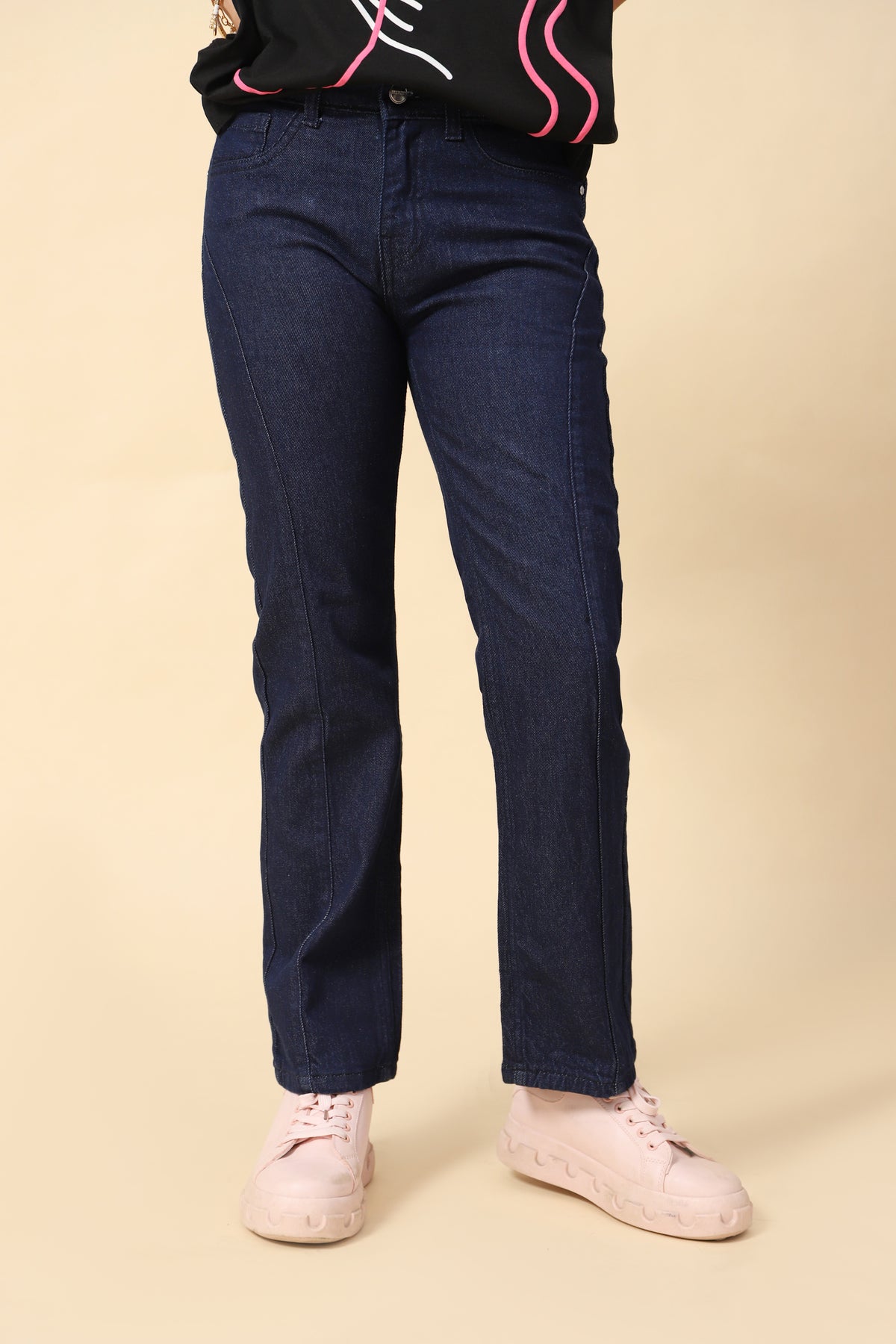 WIDE LEG WITH FRONT PANEL DENIM